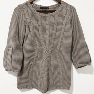 Calvin Klein Womens Sweater Cable Knit Size‎ Medium Brown Crewneck